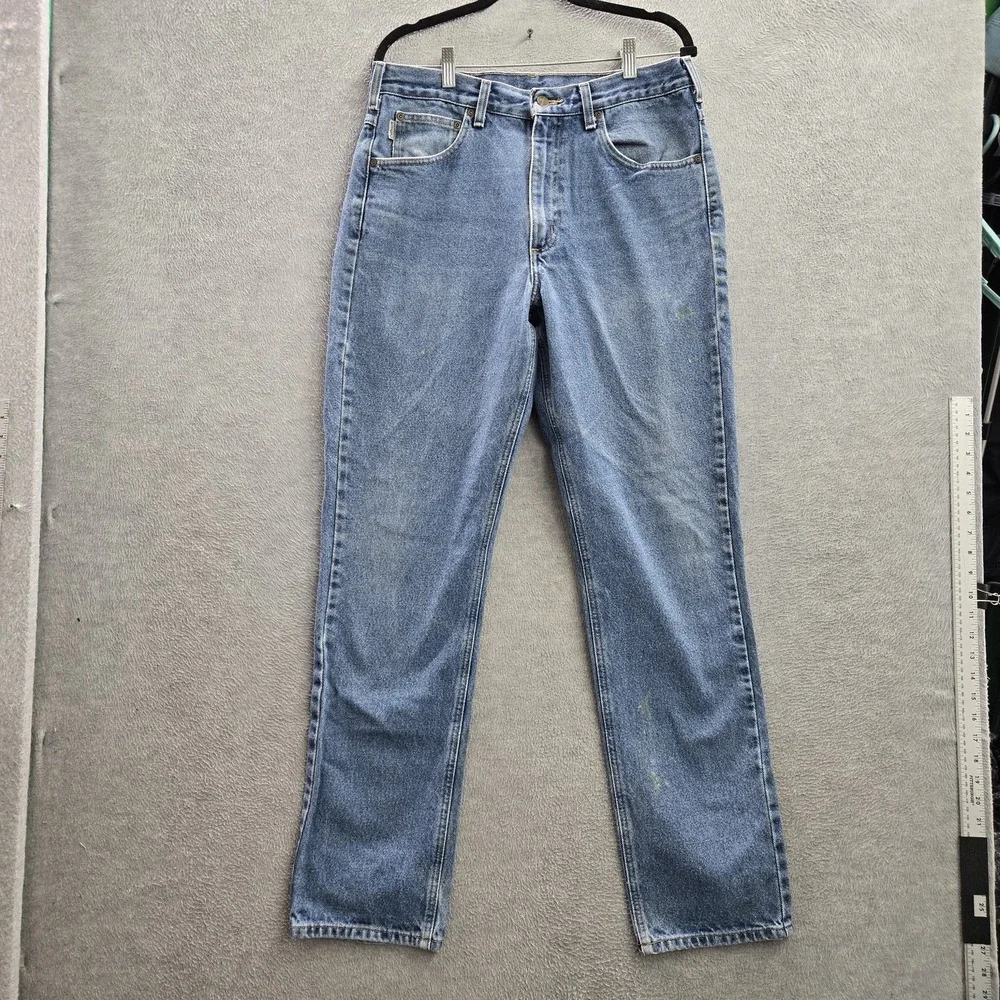 VINTAGE Carhartt Men Jeans 33X34 Blue Denim B18 DST Traditional Fit Y2K READ